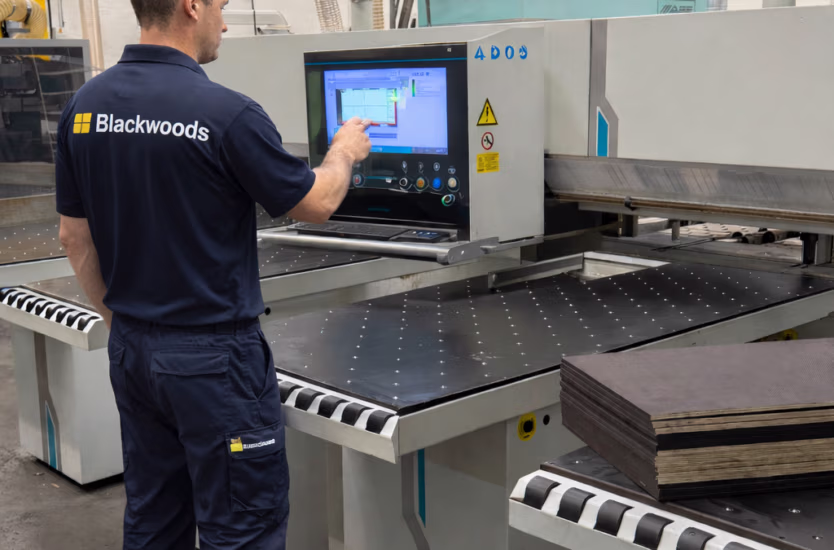 blackwood staff on saw cutting panels