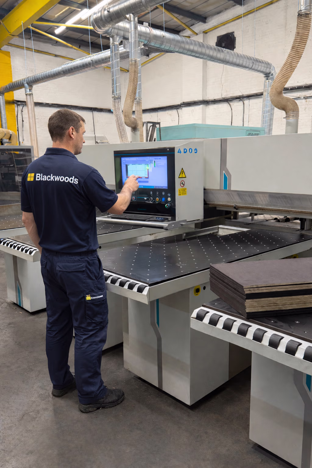 blackwood staff on saw cutting panels